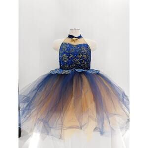 Dance Costume Cicci Large Child Royal Blue-Gold Ballet